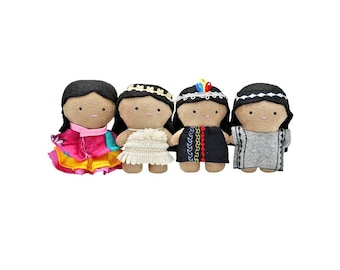 Handmade Doll Family of Five: Chilean Miniature Dolls