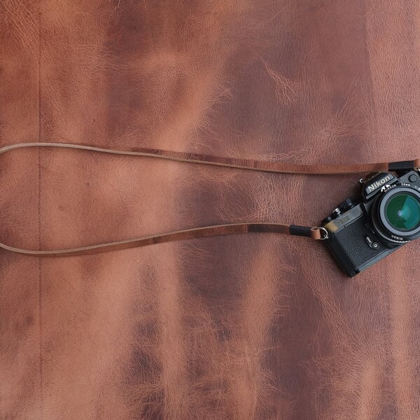 TorMake Vintage Stil Kameragurt handgefertigt aus echtem Leder Italien, Schultergurt, Halsband, für Kamera