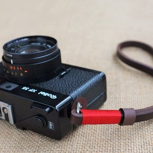 Handmade Dark Brown Leather Camera Hand Strap: Film, Digital, Mirrorless