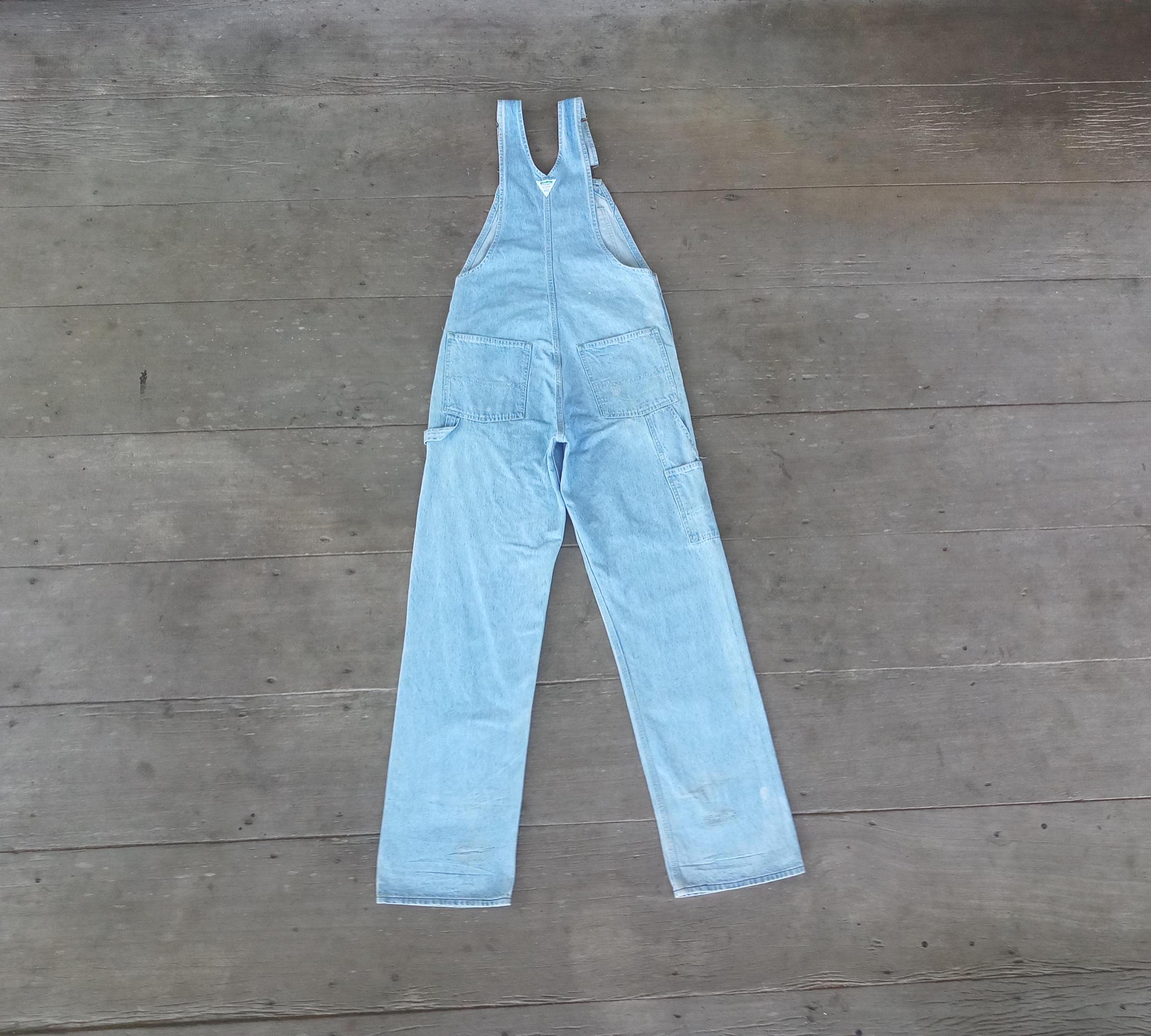 70’s Vintage OSHKOSH Denim Coverall:40R Vintage 70s Oshkosh Denim Overalls: Faded Blue, Talon Zipper, Made
