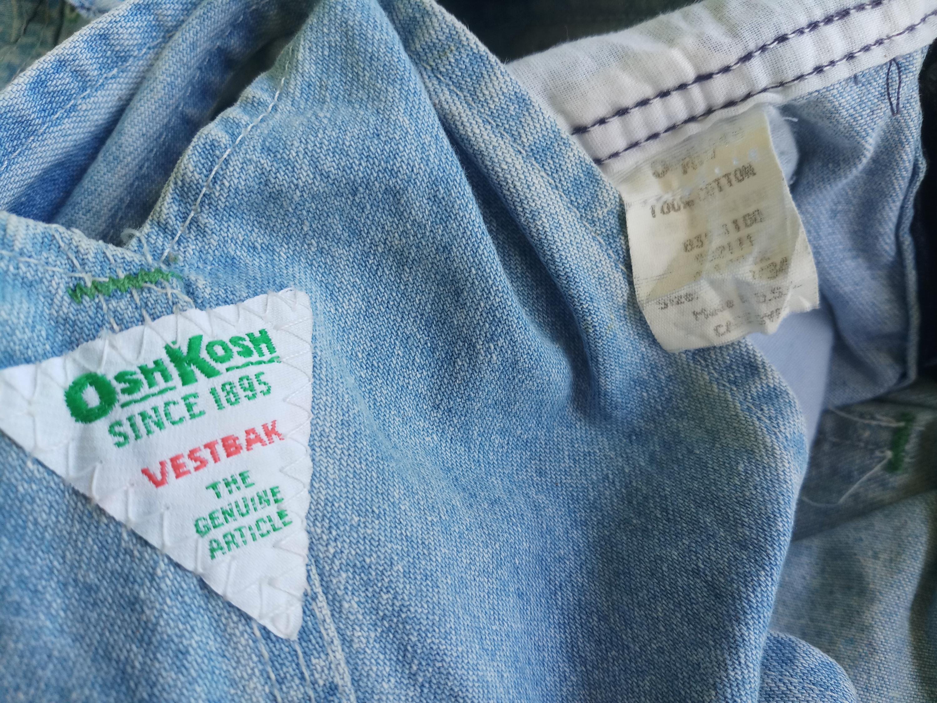 70’s Vintage OSHKOSH Denim Coverall:40R Vintage 70s Oshkosh Denim Overalls: Faded Blue, Talon Zipper, Made