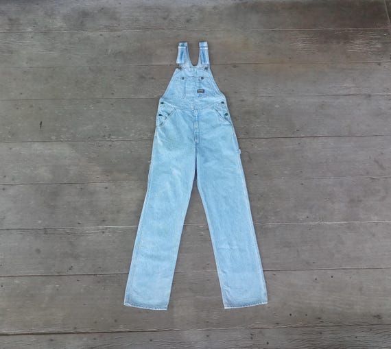 Vintage 70s Oshkosh Denim Overalls: Faded Blue, Talon Zipper, Made