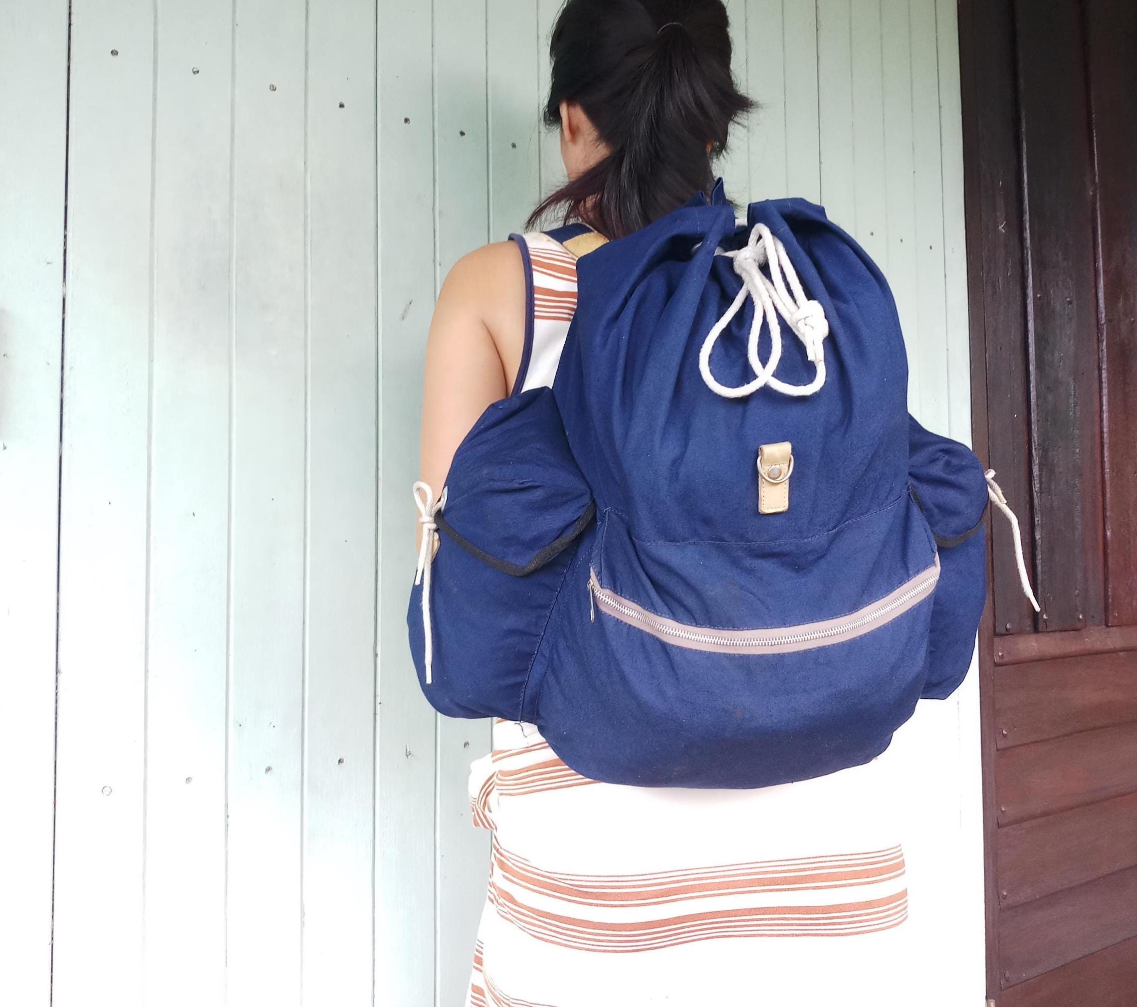 Vintage 70s Japanese Sport Backpack Indigo Canvas : Hama Zipper