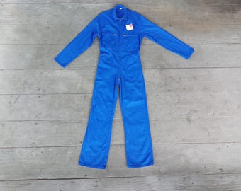 Vintage 80s French Blue Cotton Coveralls: Sanfor Mechanic Jumpsuit