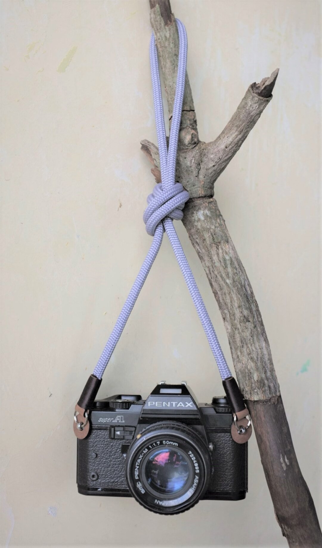 Gray Climbing Rope Camera Strap: Handmade Leather Accent - Etsy