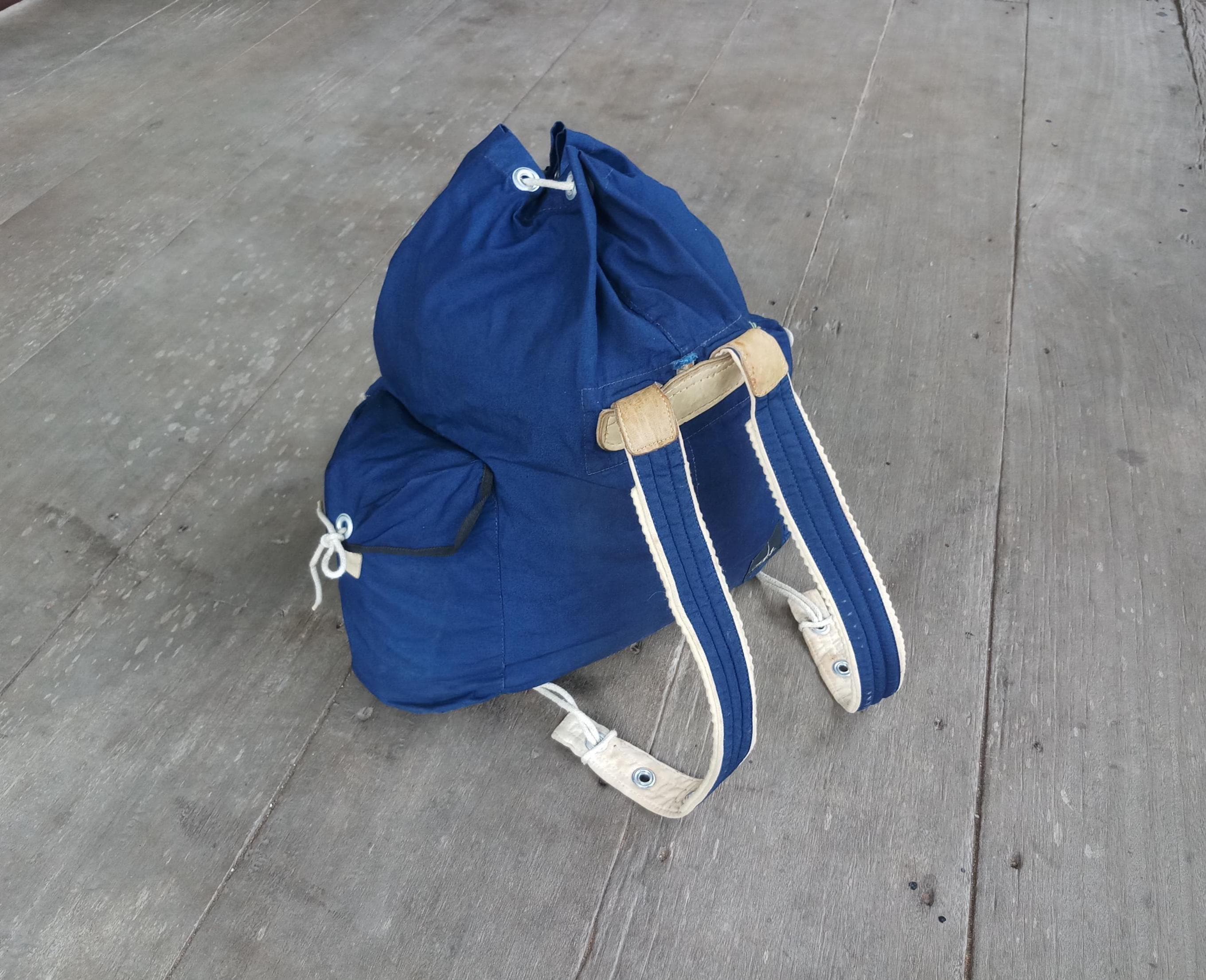 Vintage 70s Japanese Sport Backpack Indigo Canvas : Hama Zipper