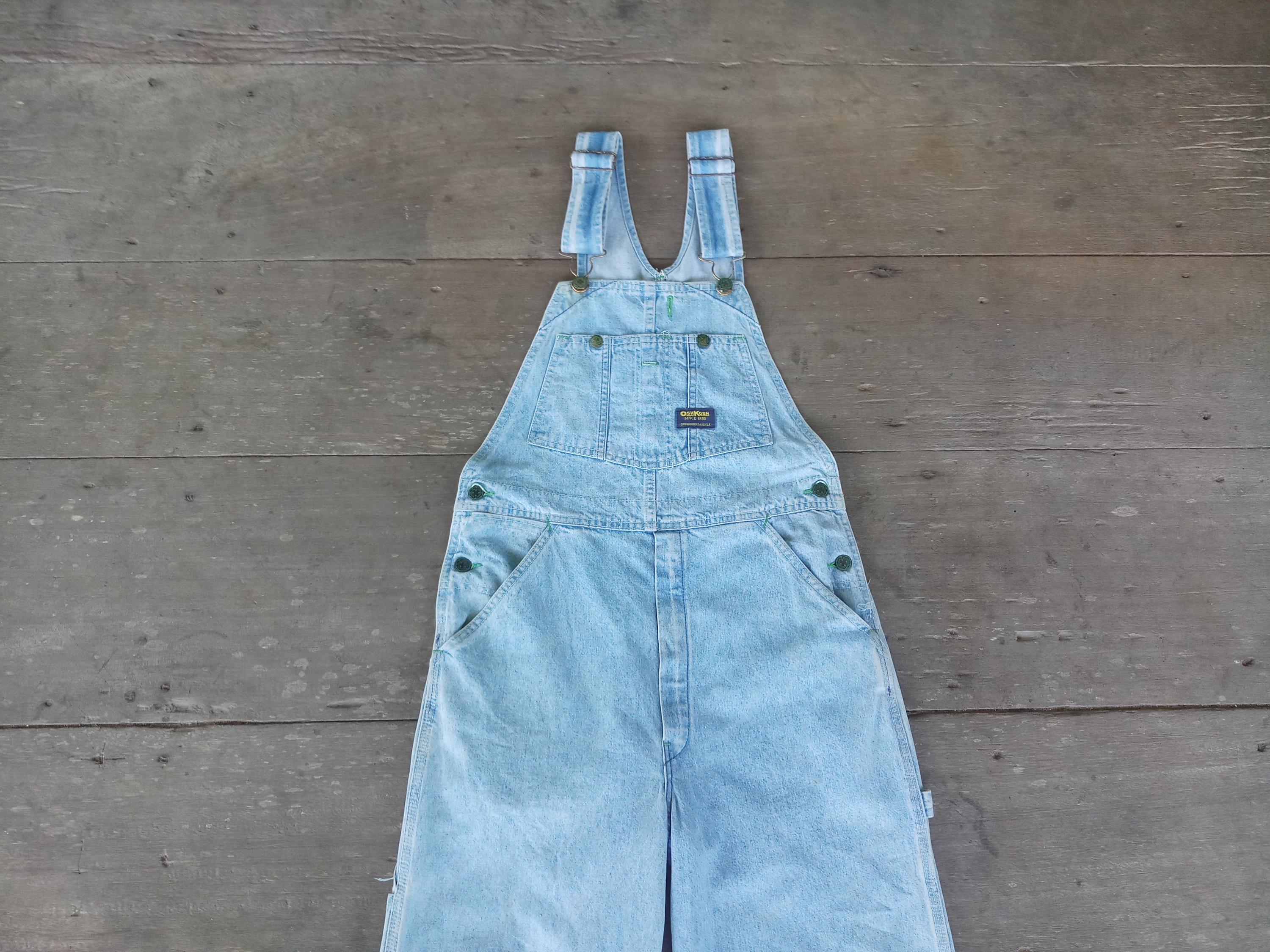 【USA-vintage】oshkosh 70s70's80s overall Vintage 70s Oshkosh Denim Overalls: Faded Blue, Talon Zipper, Made