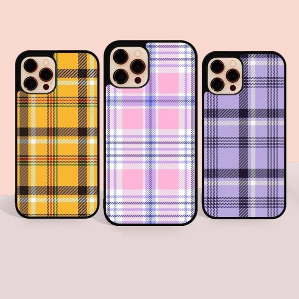 Plaid Phone Case, Tartan Print Cover fit for iPhone 15 Pro Max, 14 Pro, 13, 12, 11, Samsung S23, S22, S21, S20, Google Pixel 7 Pro, 6, 6 Pro