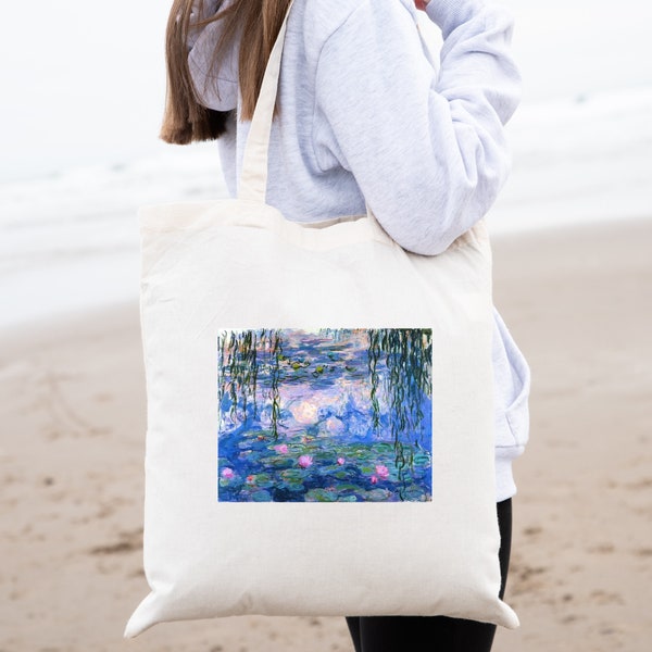 Water Lilies Tote Bag / Claude Monet Cotton Tote Bag / Water Lilies Printed Tote Bag / Claude Monet Gift