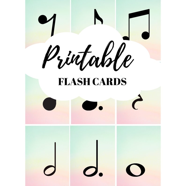 Printable Music Notes Flash Cards Etsy
