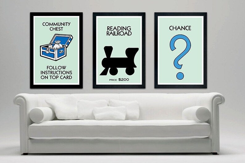 Monopoly Inspired Poster Set Wall Decor Community Chest Etsy