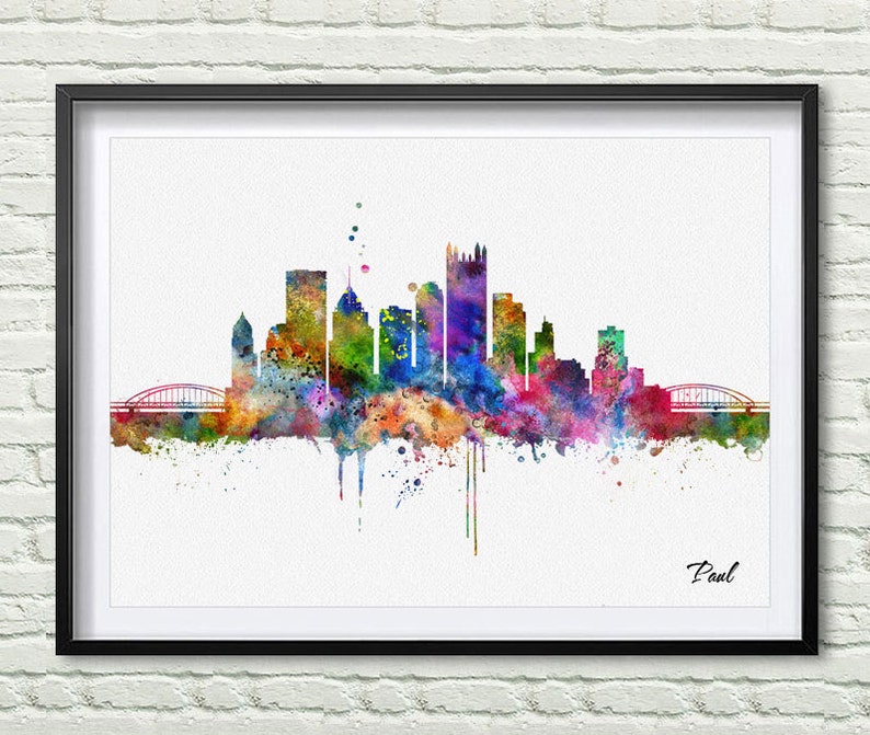 Pittsburgh City Wall Hanging Pittsburgh Skyline Art Print Etsy