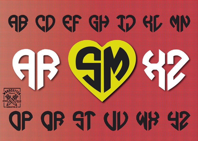 LOVEGRAMOS complete Font  Make your Monogram with Heart image 4