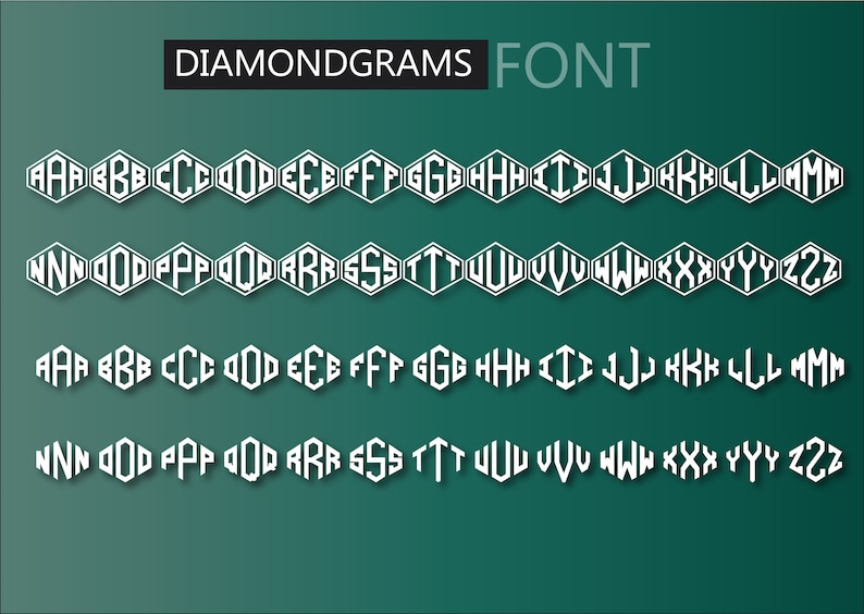 DIAMONDGRAMS complete SET FONT, make your Diamond Monogram imagen 4