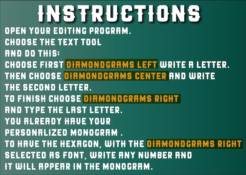 DIAMONDGRAMS complete SET FONT make your Diamond Monogram image 3