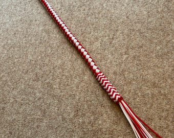 Motorcycle Biker Old Skool GBW 48” Red White Plait * Get-Back-Whip * 81 * HD Bobber Cruiser Chopper Custom * 81 *