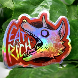 EAT THE RICH holographic sticker