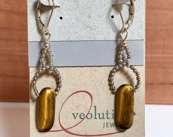 Tigereye & Sterling Silver Drop Style Lever Back Earrings
