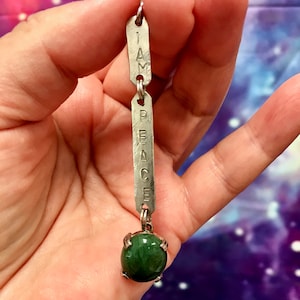 Wyoming Jade Pendant: Argentium & Sterling Silver &quot;I AM PEACE&quot;