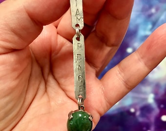 Wyoming Jade Pendant: Argentium & Sterling Silver "I AM PEACE"