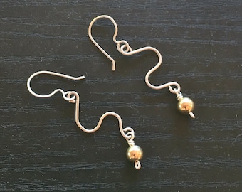Argentium Silver (.935 Silver Content) & 14kt Gold Hand-Made Drop Earrings