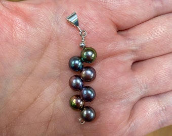 Peacock Pearl "Branch Style" with Sterling Silver and Argentium Silver Pendant