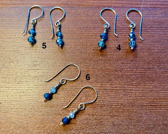 Carbonado Diamond (Conflict Free) Bead 2-Stone Drop Earrings with 14kt Gold-Filled Earwires