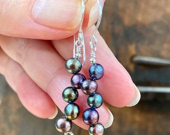 Peacock Fresh Water Pearl "Branch Style" Drop Earrings