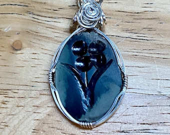 One of a Kind Hand Carved Bull Canyon Wyoming Jade & Argentium Silver Pendant