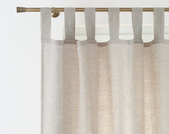 Tab Top Linen Curtain Panel - Farmhouse Cottage Style Window Decor and Dressing