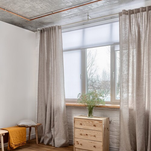 White Linen Curtain Panel Extra Large Linen Curtain With Etsy