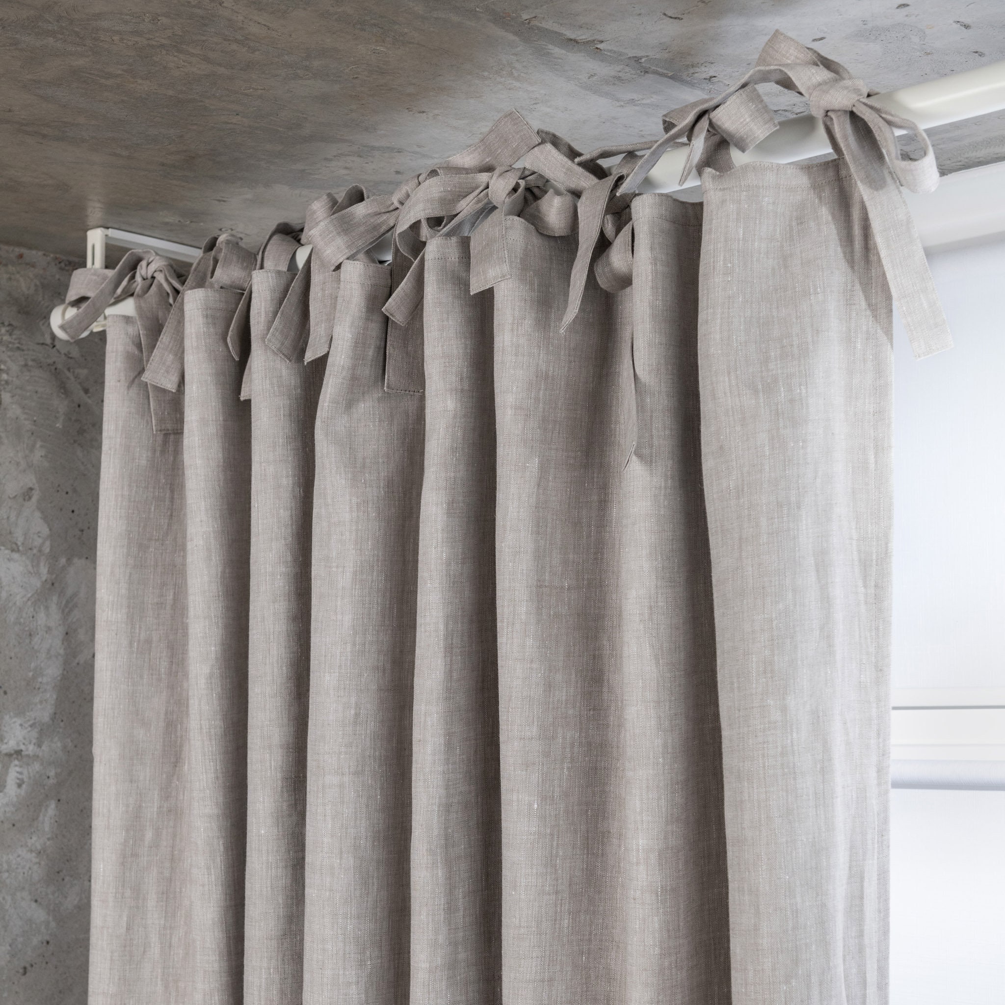 Top ties linen curtains with blackout lining natural linen Etsy