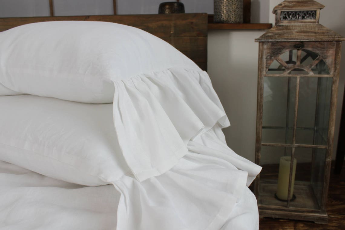 Ruffled pillow sham ruffled linens linen pillowcase with | Etsy