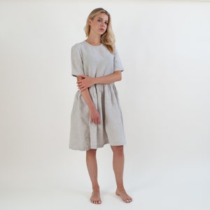 Natural Linen Circle Dress - Oversize Linen Dress
