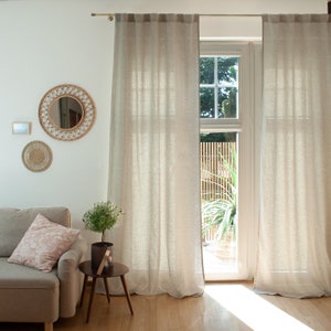 Back Tab Linen Curtains -  White, Off-white, Natural Linen or Grey Colors