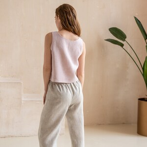 Linen Pants for Women Cropped Capri Linen Female Trousers image 2