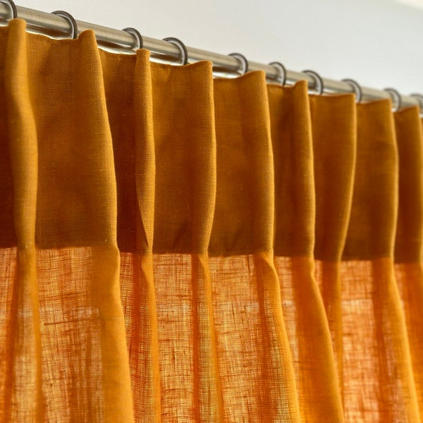 Pencil Pleat Linen Curtain Panel  - Heading for Rings and Hooks OR Curtain Track System - Lined with Total or Partial Blackout