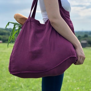 Linen Large Shopper Bag  - Shopping Grocery Casual Tote