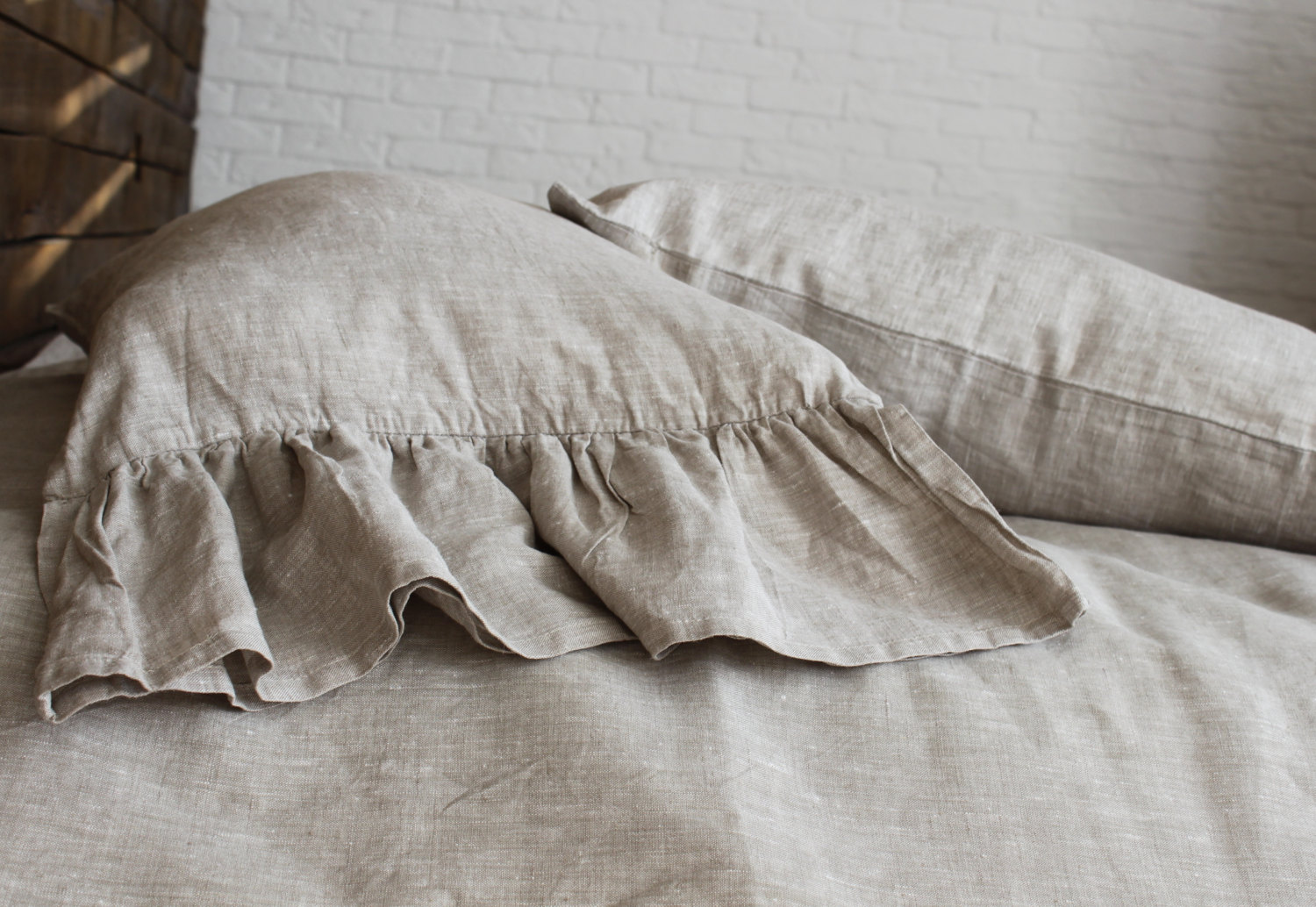 Ruffled pillow sham ruffled linens linen pillowcase with Etsy