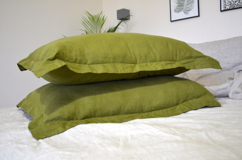 Linen Pillow Sham With Flanged Edge Flax Pillow Cover in Etsy