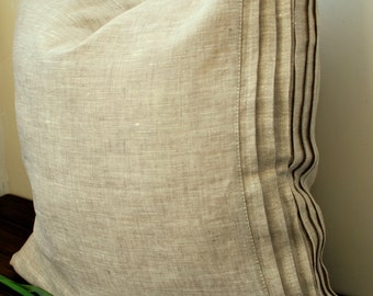 Pure linen pillow sham, accent linen sham with decorative pleats decor, pillowcase dress, scandinavian bedroom decor