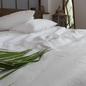 White linen beddind set, 3pcs set, twin/full/queen/king size options, ECO natural linen, medium weight linen bedding, bedding gift image 2