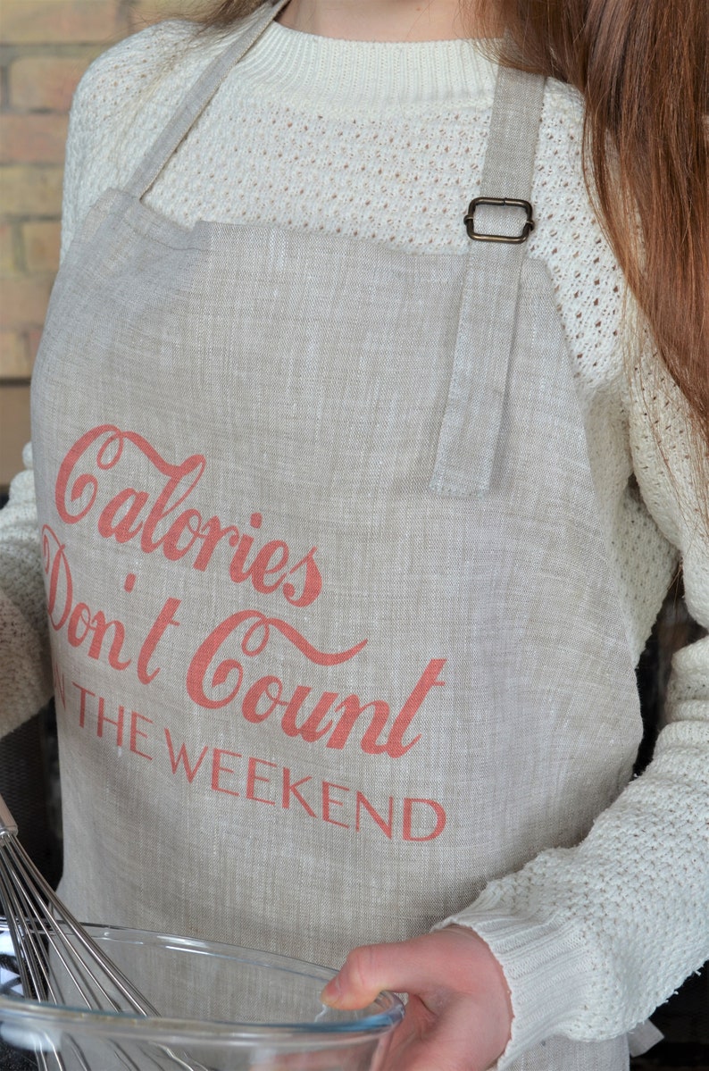 Monogrammed Aprons Your Logo on Apron Embroidered Aprons Personalized Linen Apron -\u00a0Handprinted Quote Print