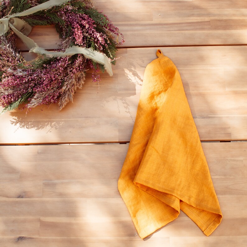 2pcs Linen Tea Towels in Vibrant Colors Kitchen Linen Towel Gift Fall Decor image 6