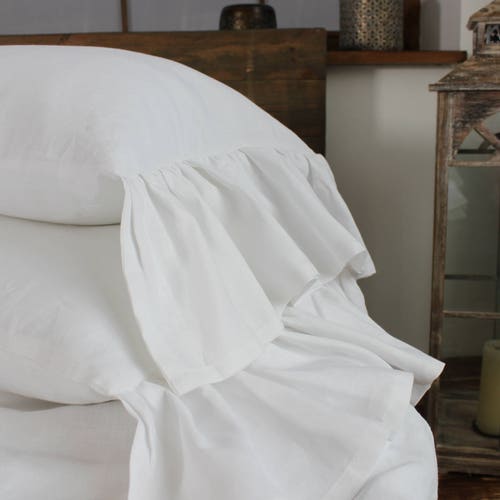 Pair of White Pillow Cases With Country Mermaid Long Ruffles Etsy