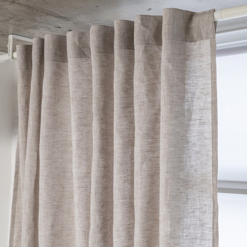 Back Tab Linen Curtains Drapes With Hidden Tabs White Etsy UK