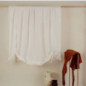 Tie Up Linen Curtain Valance - Kitchen Cafe Curtain