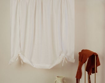 Tie Up Linen Curtain Valance - Kitchen Cafe Curtain