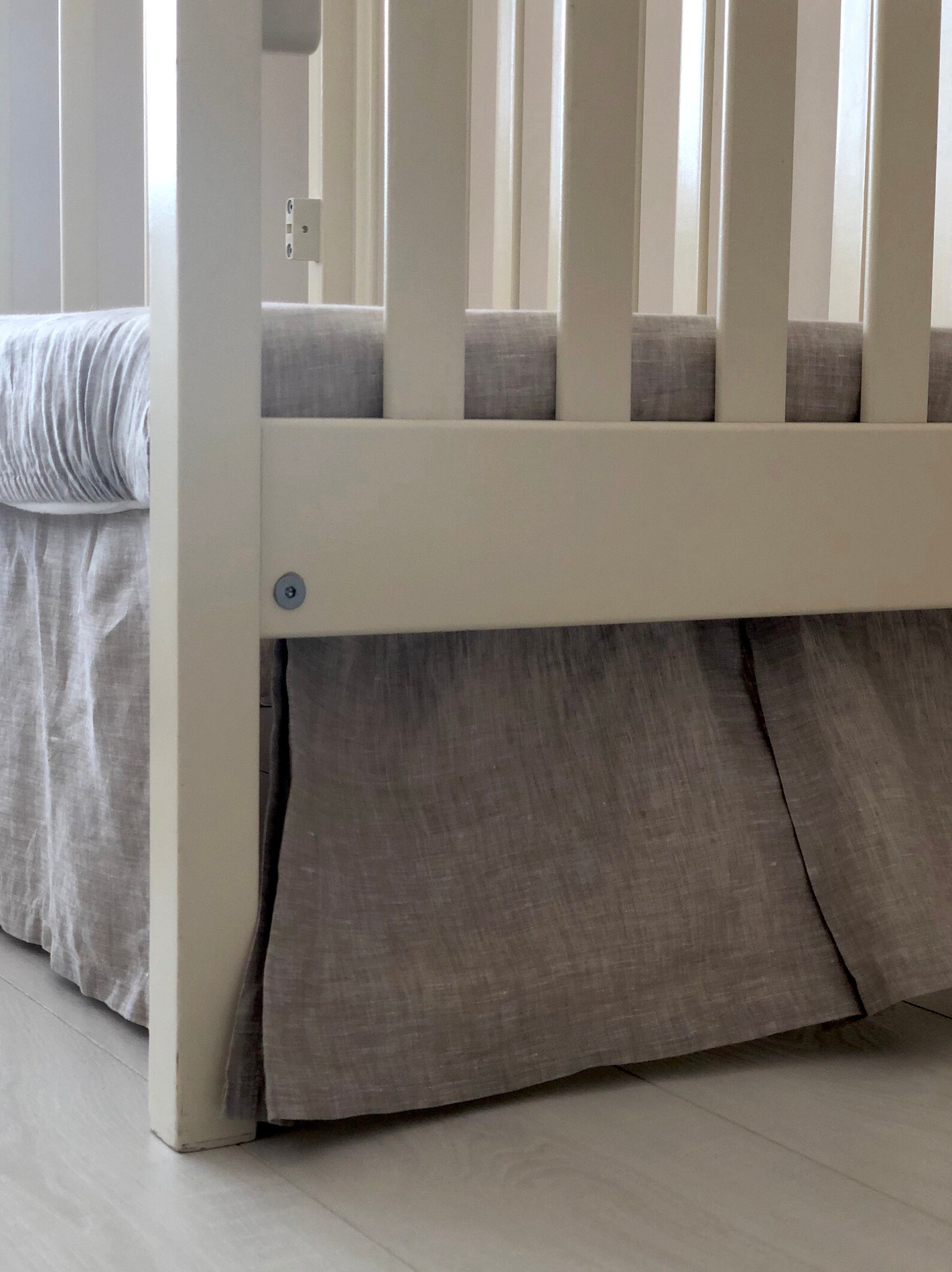 Pleated Crib Skirt Linen Pleate on Each Side Gender Etsy