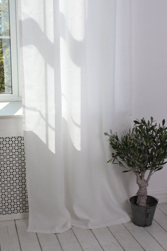 Sale Back Tab Linen Curtain White Linen Curtain Curtain Etsy